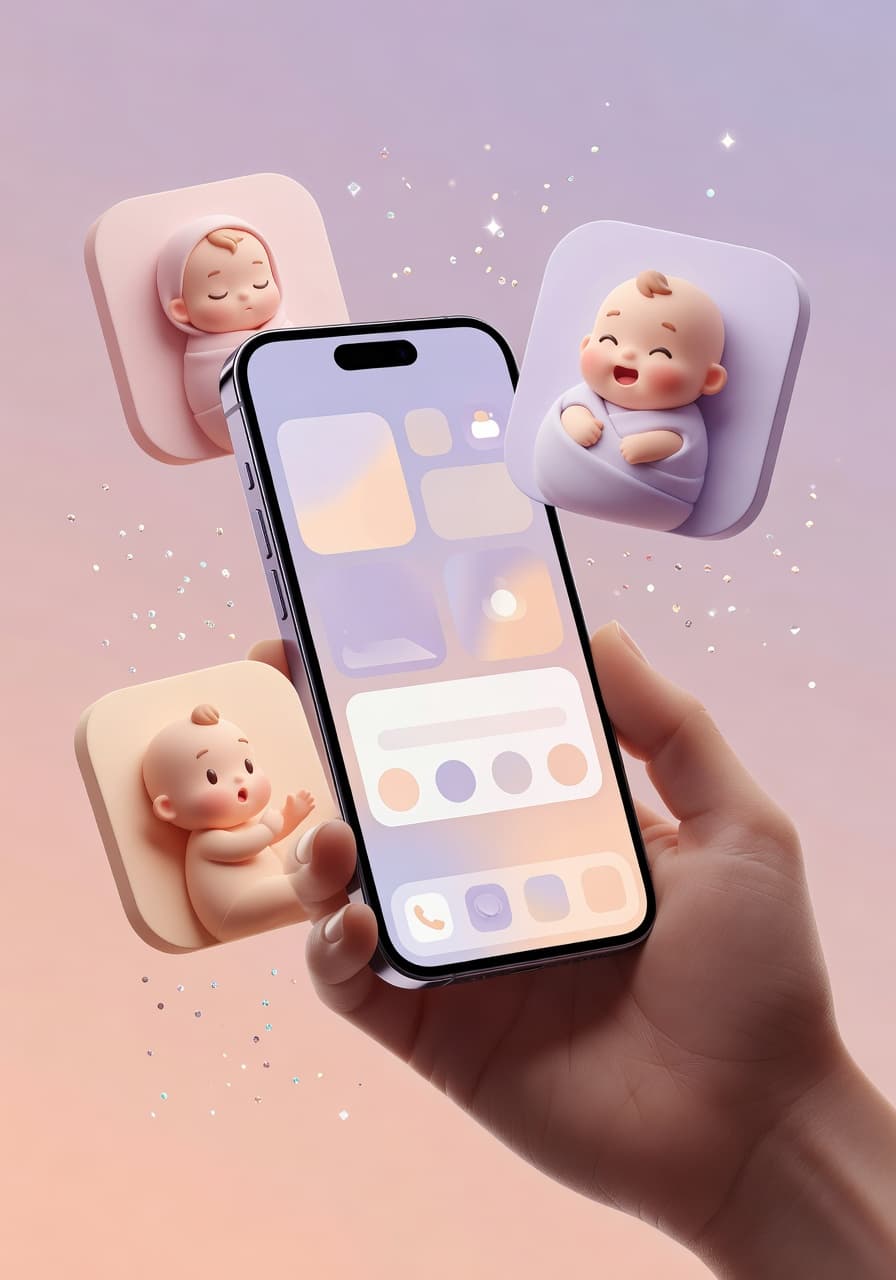 Bae AI baby face generator iPhone app preview with cute baby photo cards