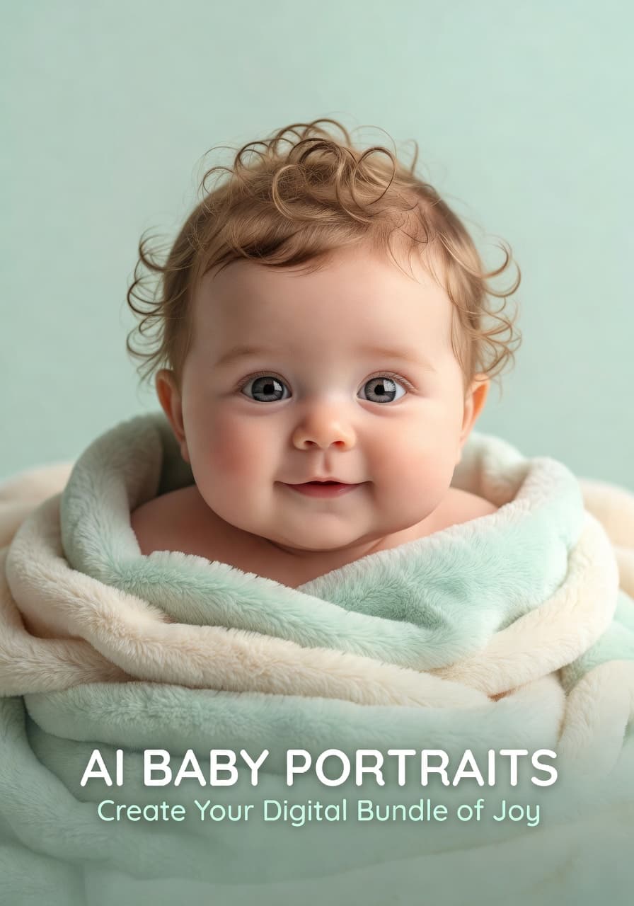 Soft portrait-style AI baby photo